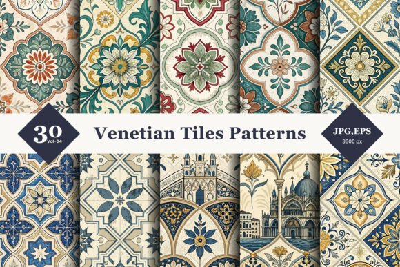 Download Venetian Tiles Seamless Patterns 04 - Seamless patterns Collection