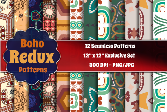 Download Boho Redux Seamless Patterns - 12 X 12 - Seamless patterns Collection