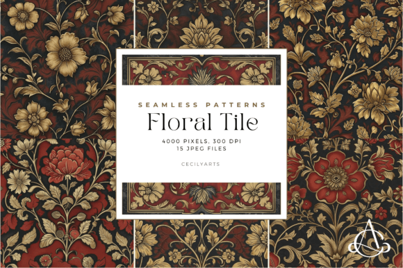 Download Red Floral Tile Seamless Patterns - Seamless patterns Collection