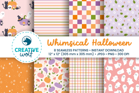 Download Whimsical Halloween Seamless Patterns - Seamless patterns Collection