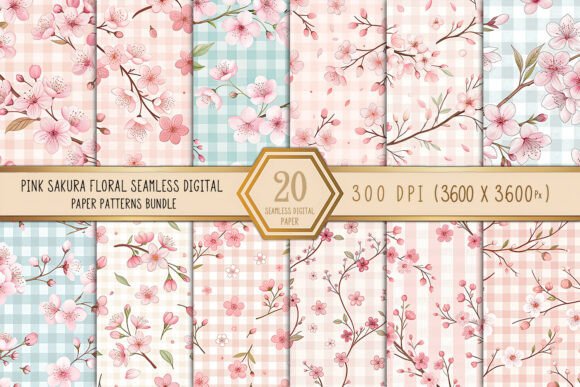 Download Pink Sakura Floral Seamless Patterns - Seamless patterns Collection
