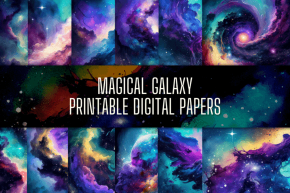 Download Magical Galaxy Printable Digital Paper - Printable digital paper Collection