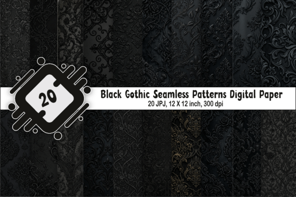 Download Black Gothic Seamless Patterns DIGITAL - Seamless patterns Collection