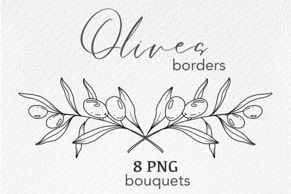 Download Olive Branches LINE ART. OLIVES CLIPART - Branches Collection